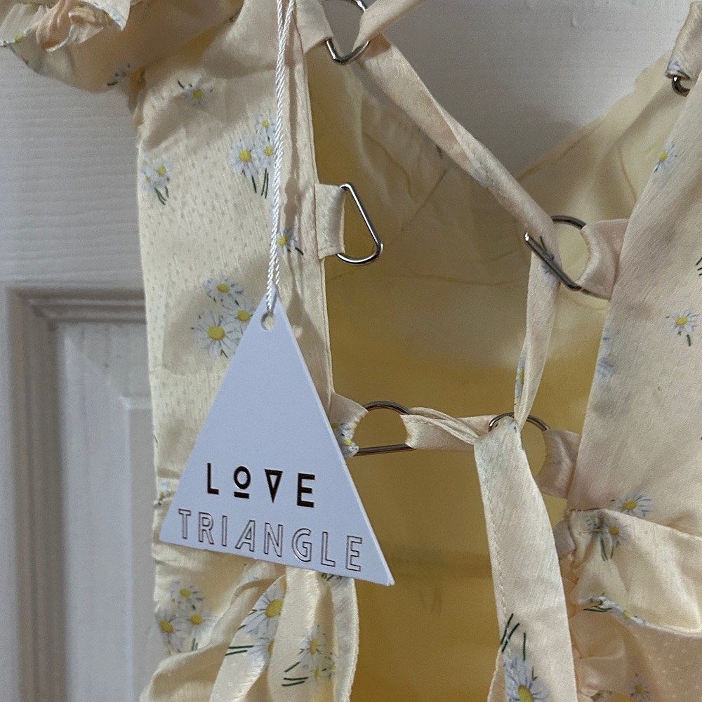 Love Triangle Light Yellow Ruched Mini Dress - Picture 4 of 4